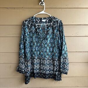 J.Jill Floral Peasant Tunic Top - Size LP - Modest Comfy Business Casual
